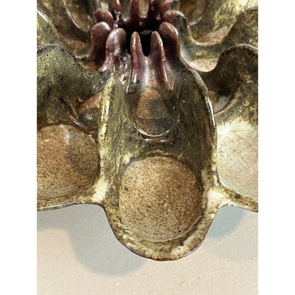 Ironfoot Pottery Sculpture Pipe Holder or Deviled Egg Dish? Amish Made Art - Picture 5 of 13